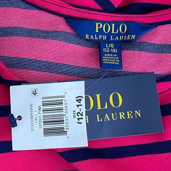 New Polo Ralph Lauren Girls Striped Ponte Dress Size Large 12-14 - Picture 3 of 9